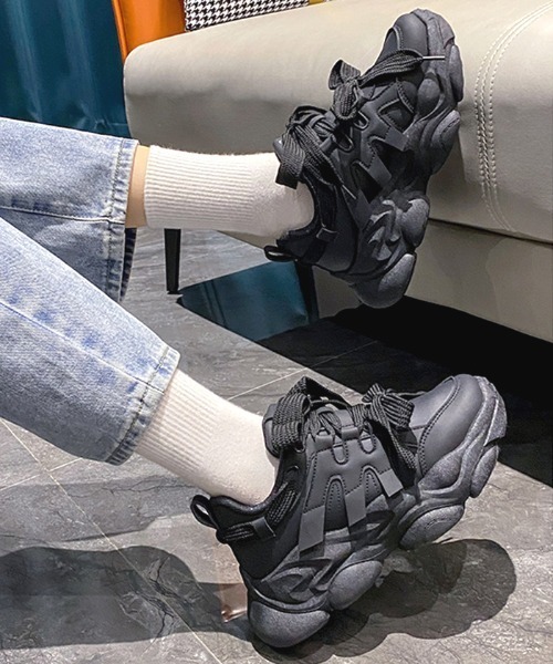 Futier land(フューティアランド)の「Wリボン厚底スニーカー(スニーカー・レディース・ブラック/ベージュ・40/38/39/35/36/37)」の18枚目の写真