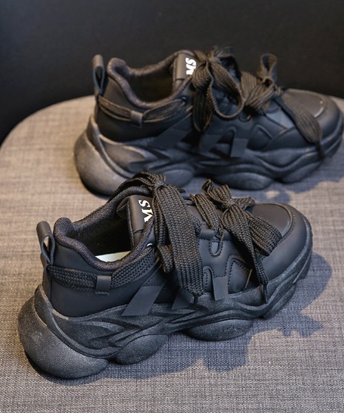 Futier land(フューティアランド)の「Wリボン厚底スニーカー(スニーカー・レディース・ブラック/ベージュ・40/38/39/35/36/37)」の3枚目の写真