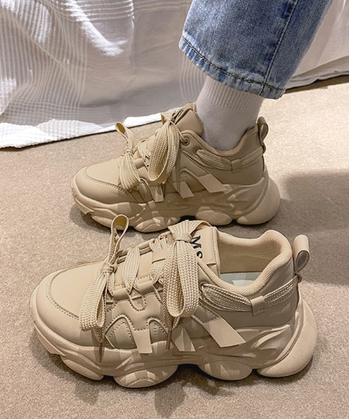 Futier land(フューティアランド)の「Wリボン厚底スニーカー(スニーカー・レディース・ブラック/ベージュ・40/38/39/35/36/37)」の21枚目の写真