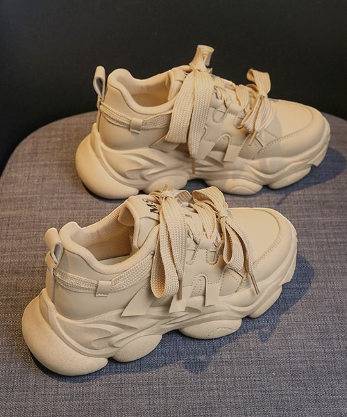 Futier land(フューティアランド)の「Wリボン厚底スニーカー(スニーカー・レディース・ブラック/ベージュ・40/38/39/35/36/37)」の12枚目の写真