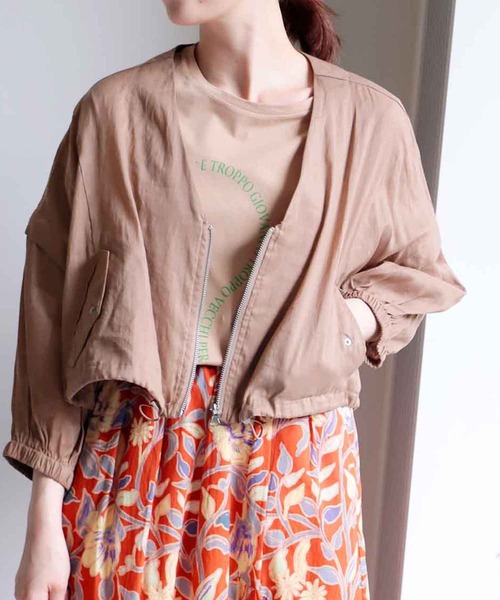 セール】綿麻ショートブルゾン（ブルゾン）｜Jines（ジネス）の