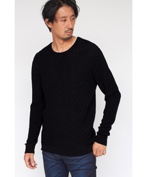 HIGH STREET∴へリンボンコンビクルーネックニット