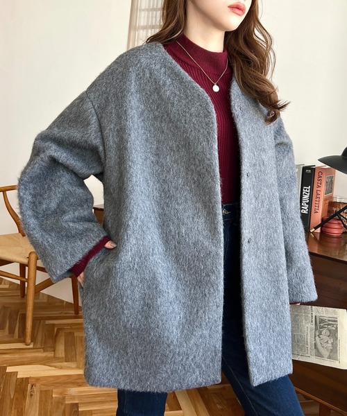 moment+（モーメントプラス）の「ノーカラーシャギーコート（ノー