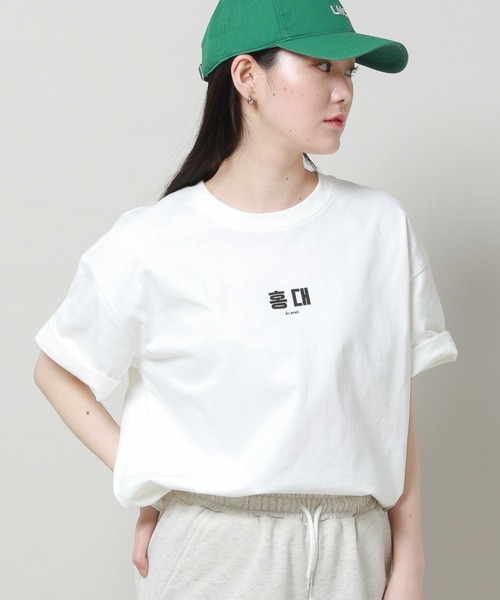 ALAND(エーランド)の「【UNISEX】ALAND/hangulT 2907388(Tシャツ/カットソー・レディース・ピンク/ホワイト系1/ホワイト系2・MEDIUM/LARGE)」の2枚目の写真