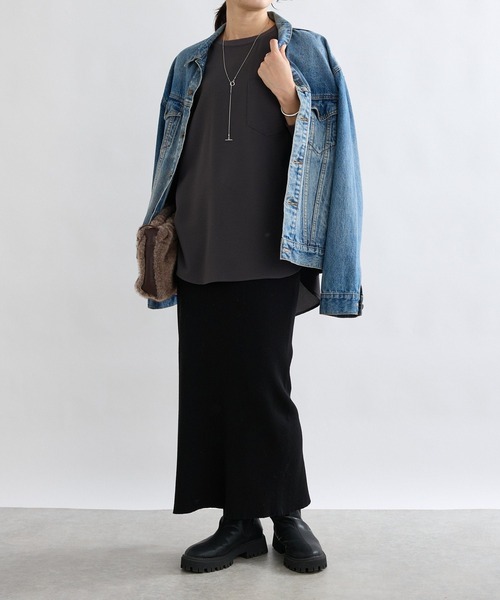 新品タグ付☆リヴドロワ　SNS大人気！ジョーゼットポケットブラウス　オフホワイト ジョーゼットポケットブラウス（シャツ/ブラウス）｜RIVE DROITE