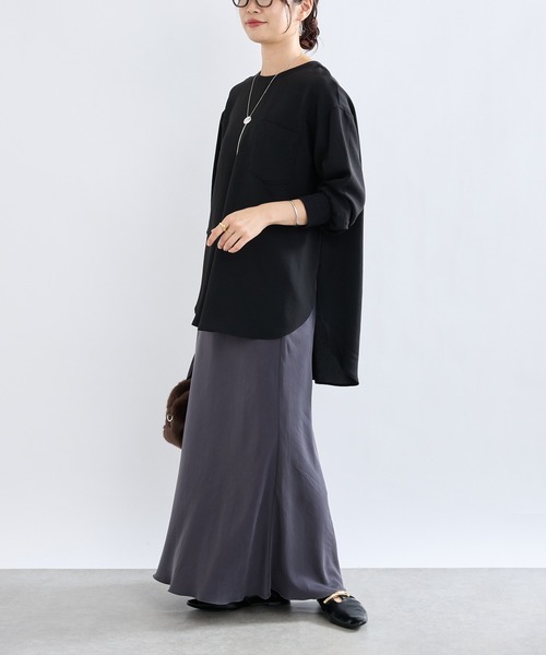 新品タグ付☆リヴドロワ　SNS大人気！ジョーゼットポケットブラウス　オフホワイト ジョーゼットポケットブラウス（シャツ/ブラウス）｜RIVE DROITE