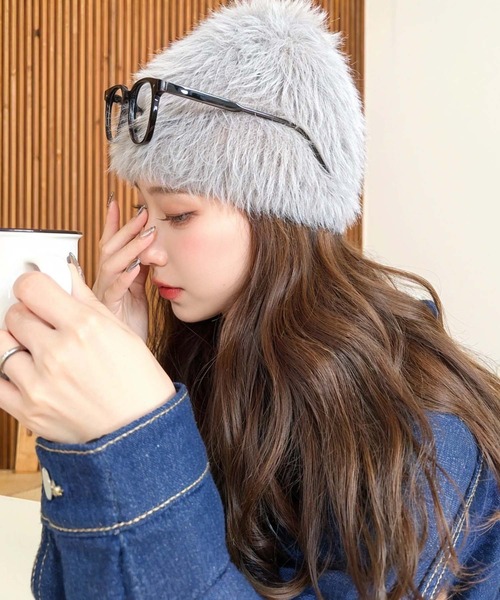 moment+(モーメントプラス)の「シャギーニット帽(ニットキャップ/ビーニー・レディース・ピンク/アイボリー/グレイッシュベージュ/ブラック/グレー・FREE)」の18枚目の写真