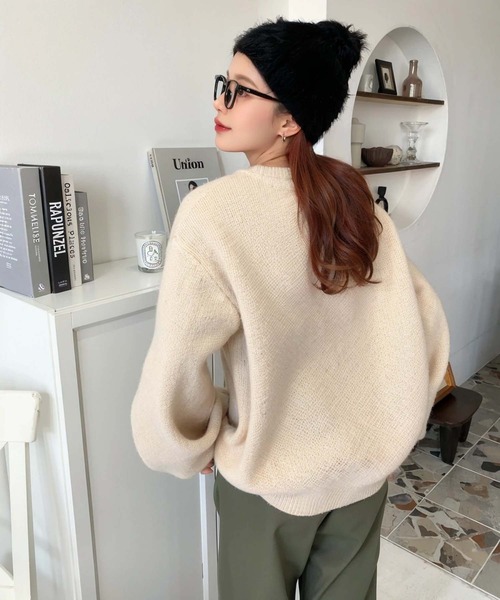 moment+(モーメントプラス)の「シャギーニット帽(ニットキャップ/ビーニー・レディース・ピンク/アイボリー/グレイッシュベージュ/ブラック/グレー・FREE)」の16枚目の写真