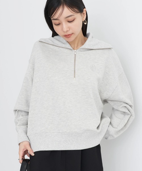 earth music&ecology（アースミュージックアンドエコロジー）の「ハーフZIPスウェット（スウェット・レディース・ライトグレー系2/ピンク/グリーン/ブラック/アイボリー/ブルー・FREE）」の3枚目の写真