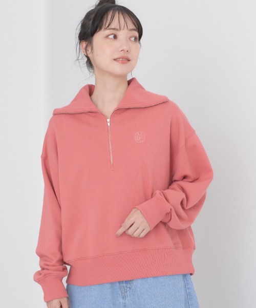 earth music&ecology（アースミュージックアンドエコロジー）の「ハーフZIPスウェット（スウェット・レディース・ライトグレー系2/ピンク/グリーン/ブラック/アイボリー/ブルー・FREE）」の6枚目の写真