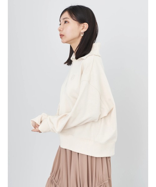 earth music&ecology（アースミュージックアンドエコロジー）の「ハーフZIPスウェット（スウェット・レディース・ライトグレー系2/ピンク/グリーン/ブラック/アイボリー/ブルー・FREE）」の8枚目の写真