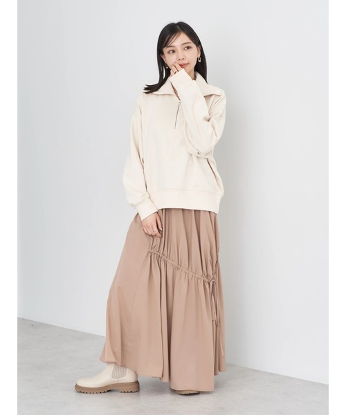 earth music&ecology（アースミュージックアンドエコロジー）の「ハーフZIPスウェット（スウェット・レディース・ライトグレー系2/ピンク/グリーン/ブラック/アイボリー/ブルー・FREE）」の10枚目の写真