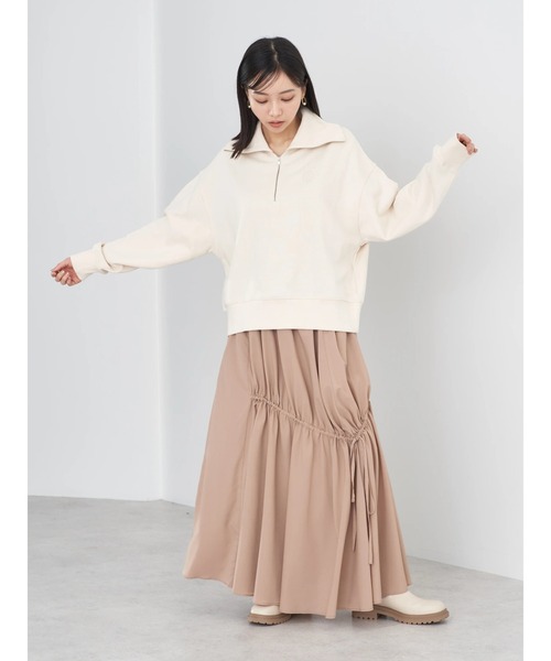 earth music&ecology（アースミュージックアンドエコロジー）の「ハーフZIPスウェット（スウェット・レディース・ライトグレー系2/ピンク/グリーン/ブラック/アイボリー/ブルー・FREE）」の11枚目の写真