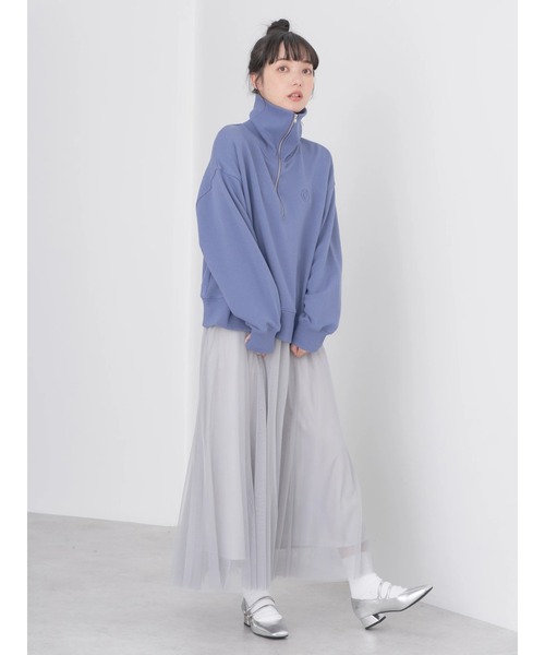 earth music&ecology（アースミュージックアンドエコロジー）の「ハーフZIPスウェット（スウェット・レディース・ライトグレー系2/ピンク/グリーン/ブラック/アイボリー/ブルー・FREE）」の15枚目の写真