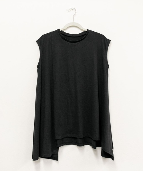 atONE（アットワン）の「atONE アシメフレンチスリーブカットソー（Tシャツ/カットソー・レディース・ブラック/モカ/グレイッシュベージュ/オフホワイト・4L～5L/M-L/LL～3L）」の18枚目の写真
