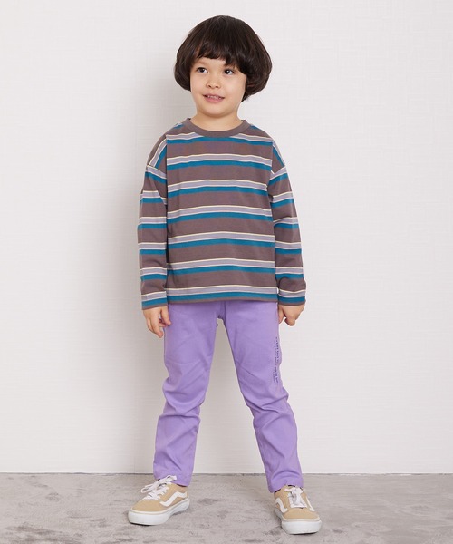 DILASH（ディラッシュ）の「ランダムボーダー長袖Tシャツ（Tシャツ/カットソー・キッズ・グリーン/チャコールグレー/ブルー・110/120/130/140/100/90/80）」の3枚目の写真