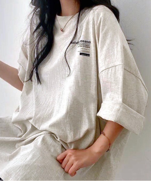 SHEENA(シーナ)の「MotivationロゴプリントオーバーサイズTシャツ(Tシャツ/カットソー・レディース・ホワイト/ライトグレー/ブルー系その他・M)」の14枚目の写真
