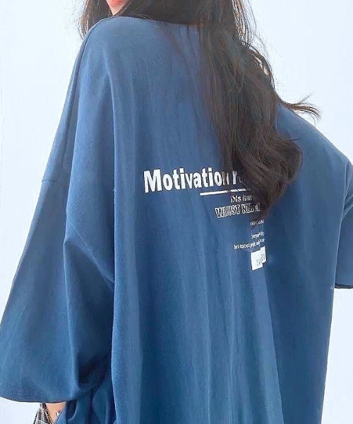 SHEENA(シーナ)の「MotivationロゴプリントオーバーサイズTシャツ(Tシャツ/カットソー・レディース・ホワイト/ライトグレー/ブルー系その他・M)」の18枚目の写真