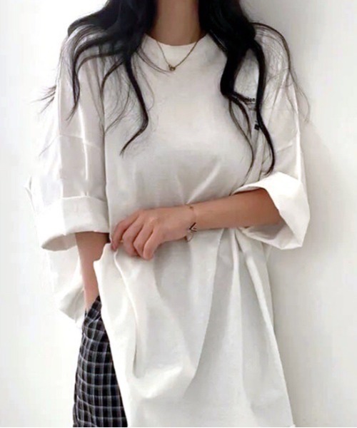 SHEENA(シーナ)の「MotivationロゴプリントオーバーサイズTシャツ(Tシャツ/カットソー・レディース・ホワイト/ライトグレー/ブルー系その他・M)」の20枚目の写真