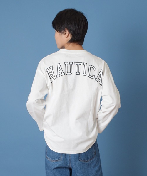 NAUTICA（ノーティカ）の「【NAUTICA】バックアーチロゴプリント長袖Tシャツ（Tシャツ/カットソー・キッズ・チャコールグレー/ホワイト/ブラック/インディゴブルー・L/M/XL）」の2枚目の写真