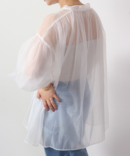 Blasty（ブラスティー）の「BLASTY シアーシャツ ５分袖（シャツ/ブラウス・レディース・アイボリー/グリーン/ネイビー/ブラック・M）」の11枚目の写真