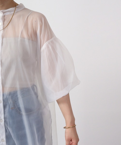 Blasty（ブラスティー）の「BLASTY シアーシャツ ５分袖（シャツ/ブラウス・レディース・アイボリー/グリーン/ネイビー/ブラック・M）」の18枚目の写真