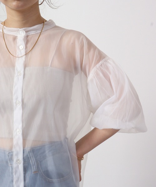 Blasty（ブラスティー）の「BLASTY シアーシャツ ５分袖（シャツ/ブラウス・レディース・アイボリー/グリーン/ネイビー/ブラック・M）」の19枚目の写真