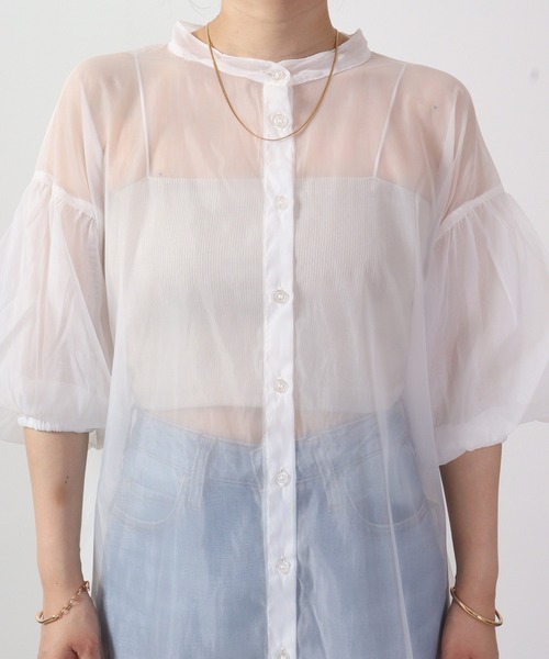 Blasty（ブラスティー）の「BLASTY シアーシャツ ５分袖（シャツ/ブラウス・レディース・アイボリー/グリーン/ネイビー/ブラック・M）」の16枚目の写真