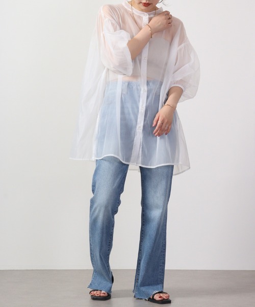 Blasty（ブラスティー）の「BLASTY シアーシャツ ５分袖（シャツ/ブラウス・レディース・アイボリー/グリーン/ネイビー/ブラック・M）」の13枚目の写真