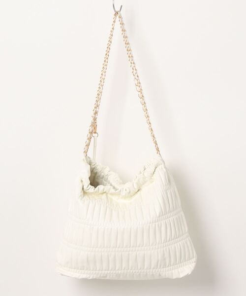 flower（フラワー）の「ドローストリングチェーンバッグ（ショルダーバッグ・レディース・ホワイト/ブラック・FREE）」の14枚目の写真