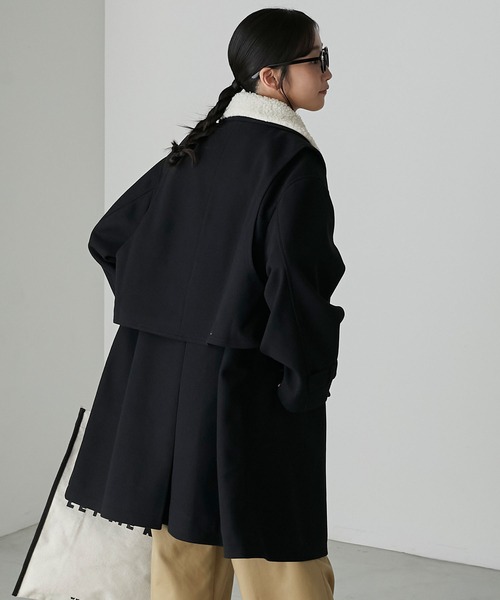 forksy.（フォルクシー）の「【forksy.】マルチウェイニットメルトンボア襟ミドルコート（ステンカラーコート・レディース・ダークブラウン/グレイッシュベージュ/ブラック・FREE）」の16枚目の写真