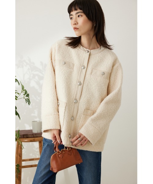 Ameriプードル ボアジャケット セール】REVERSIBLE POODLE BOA JACKET（ムートンコート