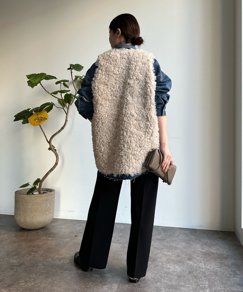 DouDou（ドゥドゥ）の「ダンボールストレートパンツ（スラックス・レディース・チャコールグレー/ライトグレー/ブラック・FREE）」の8枚目の写真