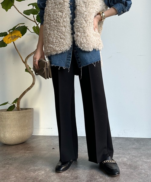 DouDou（ドゥドゥ）の「ダンボールストレートパンツ（スラックス・レディース・チャコールグレー/ライトグレー/ブラック・FREE）」の9枚目の写真