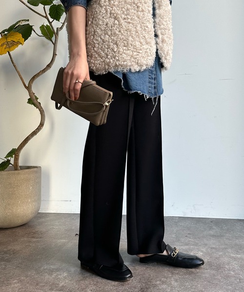 DouDou（ドゥドゥ）の「ダンボールストレートパンツ（スラックス・レディース・チャコールグレー/ライトグレー/ブラック・FREE）」の11枚目の写真