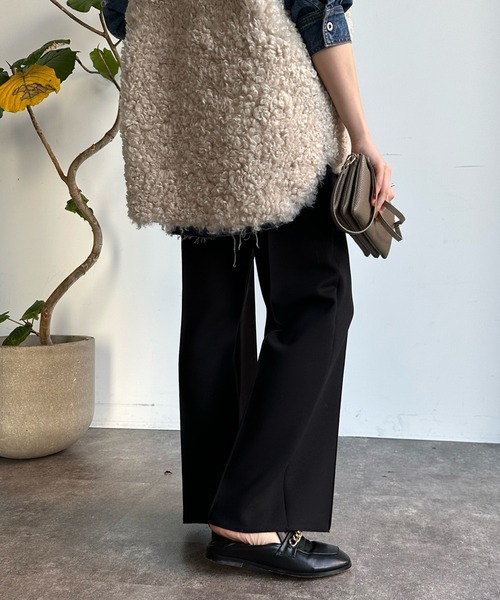 DouDou（ドゥドゥ）の「ダンボールストレートパンツ（スラックス・レディース・チャコールグレー/ライトグレー/ブラック・FREE）」の12枚目の写真