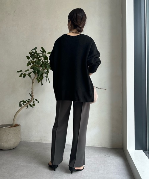 DouDou（ドゥドゥ）の「ダンボールストレートパンツ（スラックス・レディース・チャコールグレー/ライトグレー/ブラック・FREE）」の17枚目の写真