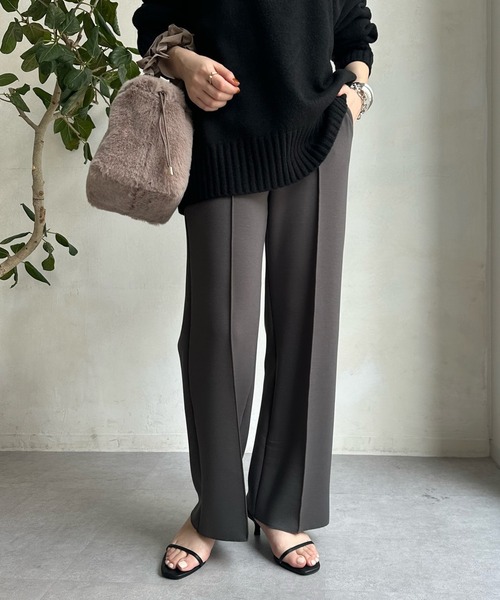 DouDou（ドゥドゥ）の「ダンボールストレートパンツ（スラックス・レディース・チャコールグレー/ライトグレー/ブラック・FREE）」の18枚目の写真