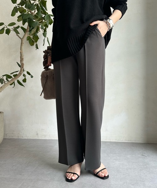 DouDou（ドゥドゥ）の「ダンボールストレートパンツ（スラックス・レディース・チャコールグレー/ライトグレー/ブラック・FREE）」の20枚目の写真