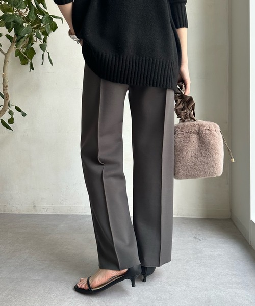 DouDou（ドゥドゥ）の「ダンボールストレートパンツ（スラックス・レディース・チャコールグレー/ライトグレー/ブラック・FREE）」の21枚目の写真