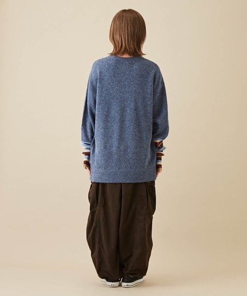 CUBE SUGAR（キューブシュガー）の「ラメボーダーライン切替プルオーバーニット（ニット/セーター・レディース・ブラウン/ライム/ブルー・M）」の17枚目の写真