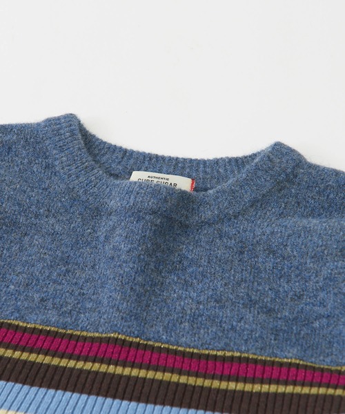 CUBE SUGAR（キューブシュガー）の「ラメボーダーライン切替プルオーバーニット（ニット/セーター・レディース・ブラウン/ライム/ブルー・M）」の19枚目の写真