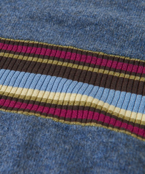 CUBE SUGAR（キューブシュガー）の「ラメボーダーライン切替プルオーバーニット（ニット/セーター・レディース・ブラウン/ライム/ブルー・M）」の20枚目の写真