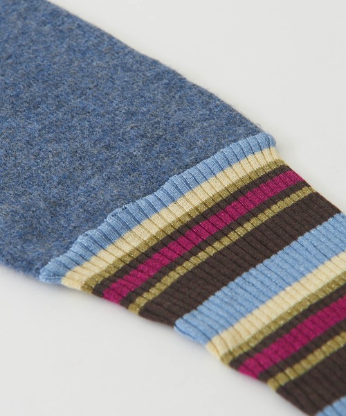 CUBE SUGAR（キューブシュガー）の「ラメボーダーライン切替プルオーバーニット（ニット/セーター・レディース・ブラウン/ライム/ブルー・M）」の21枚目の写真