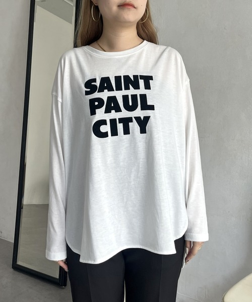 prose verse（プロズヴェール）の「フロッキーロゴロンT（Tシャツ/カットソー・レディース・オフホワイト/チャコール・MEDIUM）」の21枚目の写真