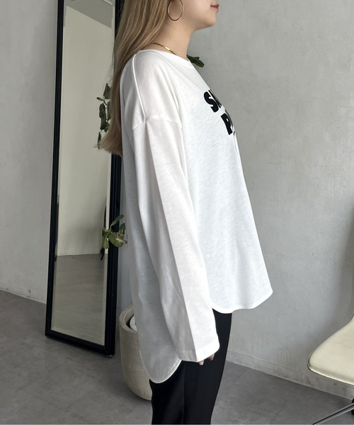 prose verse（プロズヴェール）の「フロッキーロゴロンT（Tシャツ/カットソー・レディース・オフホワイト/チャコール・MEDIUM）」の22枚目の写真