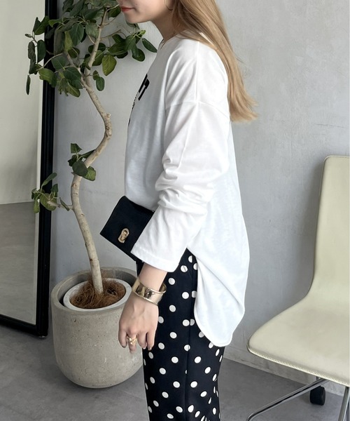 prose verse（プロズヴェール）の「フロッキーロゴロンT（Tシャツ/カットソー・レディース・オフホワイト/チャコール・MEDIUM）」の17枚目の写真