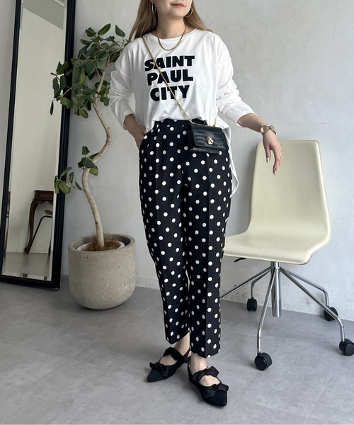 prose verse（プロズヴェール）の「フロッキーロゴロンT（Tシャツ/カットソー・レディース・オフホワイト/チャコール・MEDIUM）」の18枚目の写真