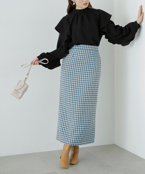 N.(N. Natural Beauty Basic)(エヌエヌナチュラルビューティーベーシック)の「【S Size Line】◆千鳥チェックストレートスカート(スカート・レディース・ホワイト×ブルー/ホワイト×ブラック・SMALL/MEDIUM)」の12枚目の写真