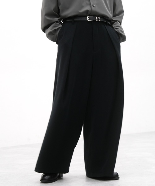 RAGEBLUE（レイジブルー）の「Super wide drape tuck flare slacks/スーパーワイド/ドレープタックフレアスラックス（スラックス・メンズ・ブラック/ダークブラウン・LARGE/MEDIUM/SMALL）」の6枚目の写真